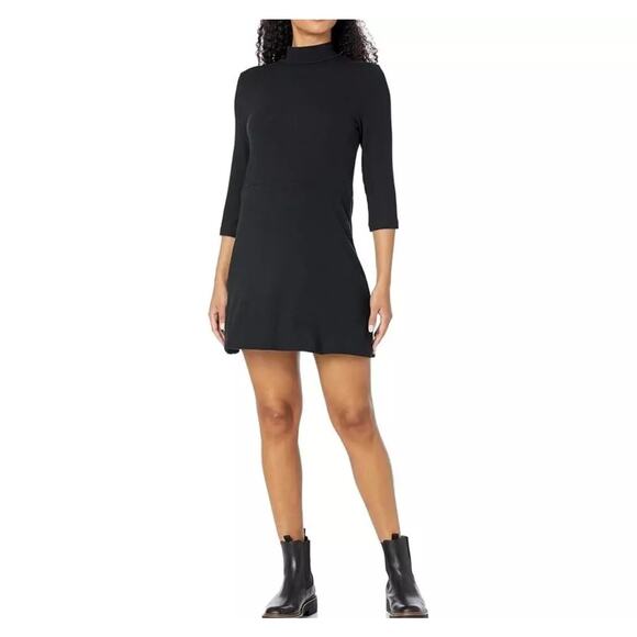 Michael Stars Women's Maureen Mock Neck Black Ribbed Dress S Small New - Picture 1 of 8
